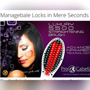 PRO CABELLO LUXURY S500 HEATED CERAMIC HAIR STRAIGHTENING BRUSH IN WHITE